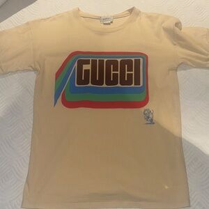 Gucci Kids Beige Tee with Multicolor Logo